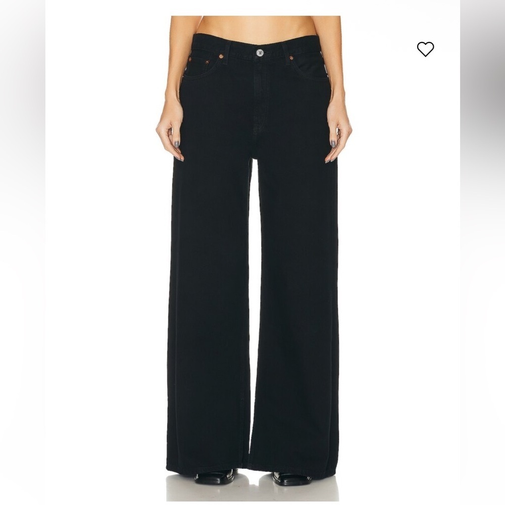 Re/Done Black Originals Low Rider Loose Flare Wide-Leg Jeans pants denim $295 24